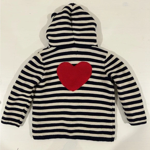 Baby Gap Striped Knit Bear Hoodie Sweater. - Picture 4 of 4